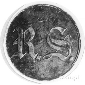 moneta nieznanego emitenta, Aw: Inicjały RS gotykiem, R...