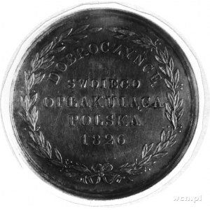 medal niesygnowany wybity w 1826 roku w Warszawie z oka...