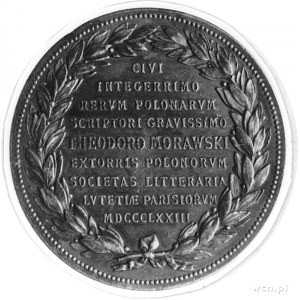 medal wybity w Paryżu poświęcony Teodorowi Morawskiemu,...