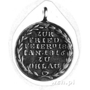 medalik z uszkiem niesygnowany wybity w 1816 r. dla ucz...