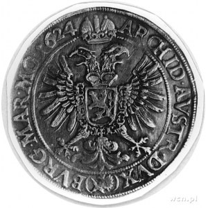 talar 1624, Praga, Aw: Postać cesarza i napis wokół, Rw...