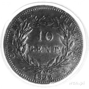 Karol X 1824-1830, 10 centimów dla Gujany i Senegalu 18...