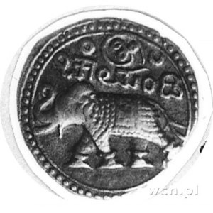 Mysore XVIII w., 20 cash, Aw: Słoń kroczący w lewo u gó...