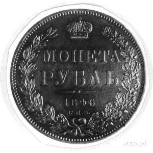 rubel 1846, Petersburg, Aw: Orzeł dwugłowy, w otoku nap...