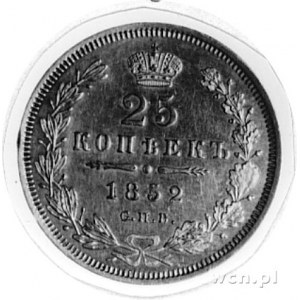 25 kopiejek 1852, Petersburg ŹA, j.w., Uzdenikow 1655, ...
