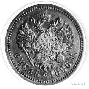 rubel 1896, Paryż (jedna gwiazdka na rancie), Aw: Głowa...