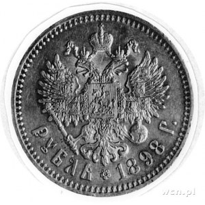 rubel 1898, Paryż, Aw: Głowa w lewo, w otoku napisy, Rw...
