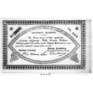 assygnacja skarbowa na 200 złotych 1831, Pick A.18A, Mo...