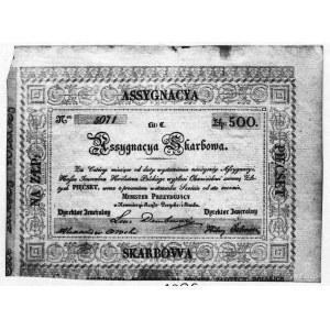 assygnacja skarbowa na 500 złotych 1831 r., Pick A18B, ...