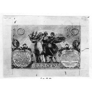 10 złotych 20.07.1926 r., jednostronne próby druku bank...
