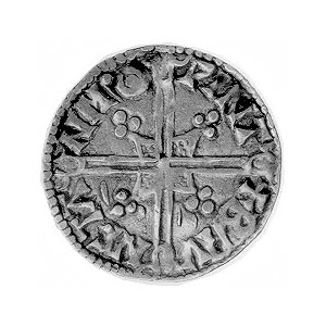 Aethelred II 978-1016, denar, Aw: Popiersie w zbroi i h...