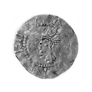 Deventer- Henryk II 1002-1014, denar, Aw: Głowa z długi...