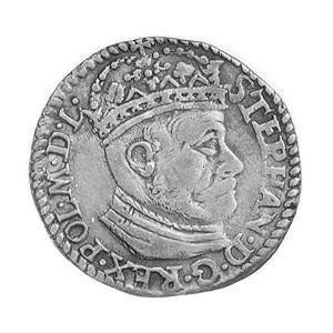 trojak 1581, Olkusz, Aw: Popiersie w koronie i napis, R...