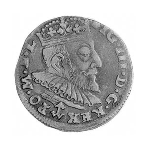 trojak 1590, Wilno, Aw: Popiersie w koronie i napis, Rw...