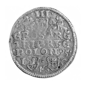 trojak 1595, Bydgoszcz, Aw: Popiersie w koronie i napis...