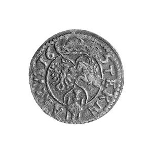 trzeciak 1625, Łobżenica, Aw: Monogram i napis, Rw: Tar...