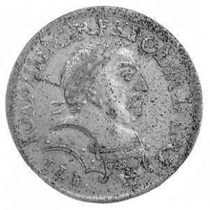 szóstak 1680, Kraków, Aw: Popiersie w zbroi i w wieńcu ...
