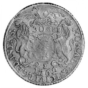30 groszy (złotówka) 1762, Gdańsk, Aw: Popiersie w koro...