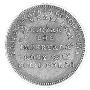 ciężarek pół imperiała (5 rubli) 1841, Warszawa, Aw: Or...