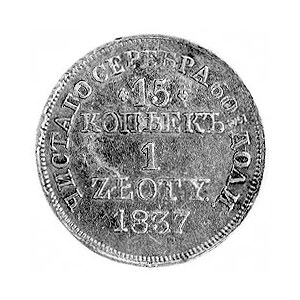 15 kopiejek=1 złoty 1837, Warszawa, Aw: Orzeł carski, R...