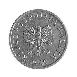 5 groszy 1949, jak moneta obiegowa, wklęsły napis PRÓBA...