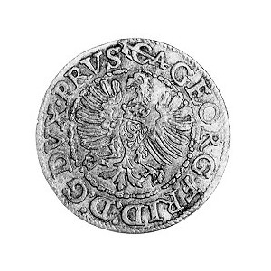 szeląg 1594, Królewiec, Aw: Orzeł i napis, Rw: Monogram...