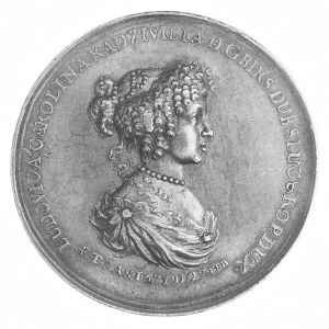 medal Ludwiki Karoliny Radziwiłłówny z 1675 r., Aw: Pop...