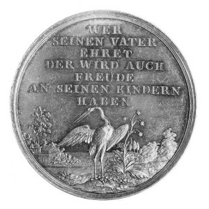 medal alegoryczny XIX w., Aw: Dwaj witający się mężczyź...