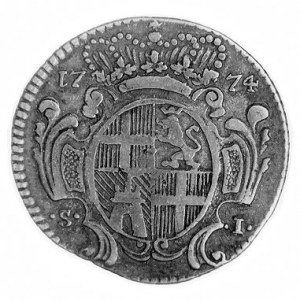 6 scudo 1774, Aw: Popiersie Himeneza de Texada, w otoku...