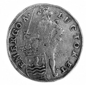 5 schelling 1686, Aw: Rycerz, w otoku napis, Rw: 7 tarc...