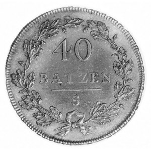 40 batzenów 1798, Aw: Postać ze sztandarem; w otoku nap...