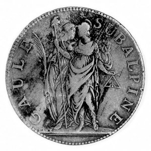 5 franków L' An 10 (1801), Aw: Stojąca Galia i Wolność,...