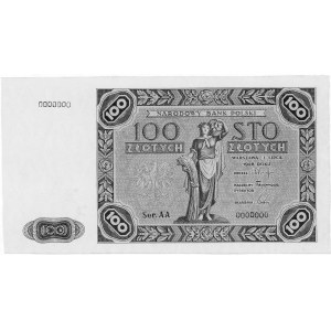 100 złotych 1.07.1948 (niebieskie), seria AA 0000000, P...