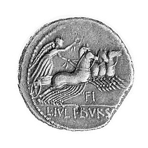 denar- L. Julius Bursio- 85 pne, Aw: Głowa Geniusza lub...