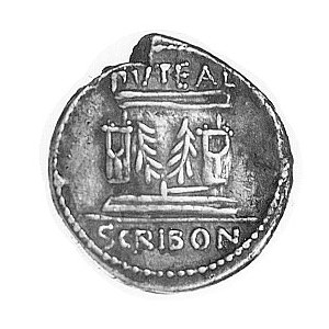 denar- L. Scribonius Libo- 62 pne, Aw: Głowa Bonus Even...