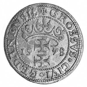 grosz 1578, Gdańsk, Aw: Popiersie w koronie i napis, Rw...