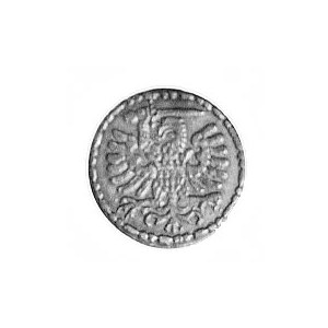 denar 1585, Gdańsk, Aw: Orzeł Prus Królewskich (ręka z ...