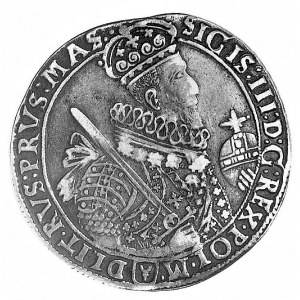 talar 1629, Bydgoszcz, j.w., popiersie króla z grubą kr...