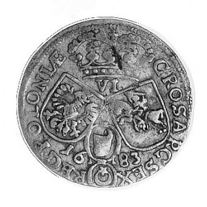 szóstak 1683, Kraków, Aw: Popiersie w koronie i w płasz...