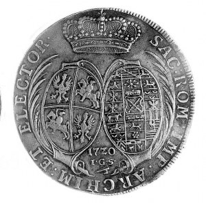 talar 1720, Drezno, Aw: Popiersie w zbroi napis, Rw: Ta...