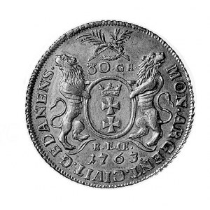 30 groszy (złotówka) 1763, Gdańsk, Aw: Popiersie w koro...