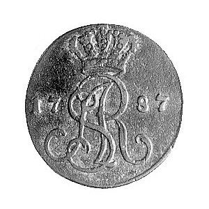 grosz z miedzi krajowej 1787, Warszawa, Aw: Monogram kr...