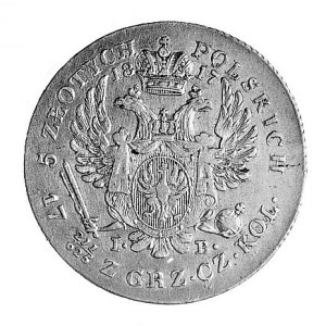 5 złotych 1817, Warszawa, j.w., duża tarcza herbowa na ...