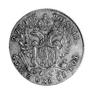 2 złote 1816, Warszawa, Aw: Głowa i napis, Rw: Dwugłowy...