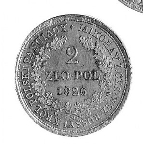2 złote 1826, Warszawa, Aw: Głowa i napis, Rw: Wieniec ...