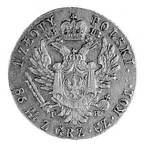 1 złoty 1818, Warszawa, Aw: Głowa i napis, Rw: Dwugłowy...