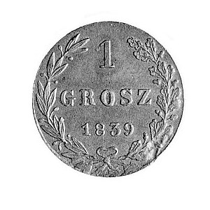 1 grosz 1839, Warszawa, Aw: Orzeł carski, Rw: Nominał w...