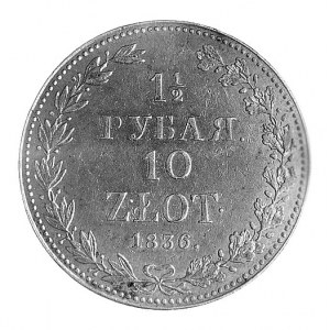 1 1/2 rubla = 10 złotych 1836, Warszawa, Aw: Orzeł cars...