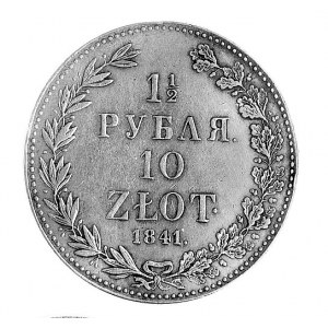 1 1/2 rubla = 10 złotych 1841, Warszawa, j.w., Plage 34...