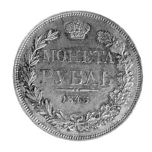 rubel 1843, Warszawa, Aw: Orzeł carski i napis, Rw: Nom...